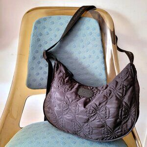 Damson Madder Quilted Nylon Crossbody Bag, Black.